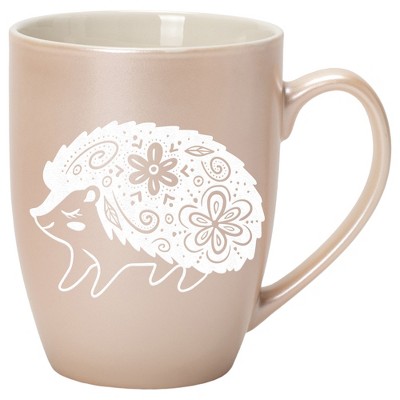 Elanze Designs 10 Ounce Metallic Finish New Bone China Tea Coffee Cup Mug� Precious Pearl Woodland Floral Hedgehog