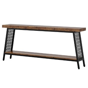 Resenkos Entryway Table, Console Sofa Table,70.9" Console Table, 2-Tier Extra Long Sofa Table with Storage Shelf Brown - 1 of 2