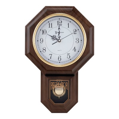 Essex 18.75" Brown Faux Wood Pendulum Wall Clock