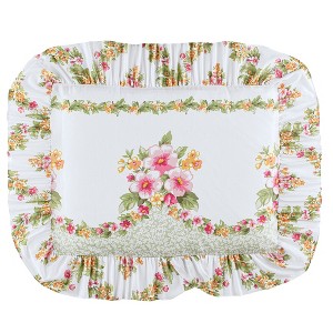 Collections Etc Columbine Floral Trellis Ruffled Edge Pillow Sham Gender Neutral Green - 1 of 2
