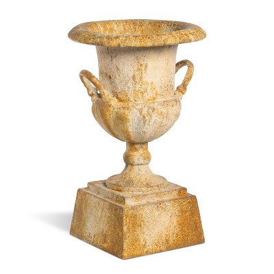 Park Hill Collection Metal Urn with Pedestal, 24"