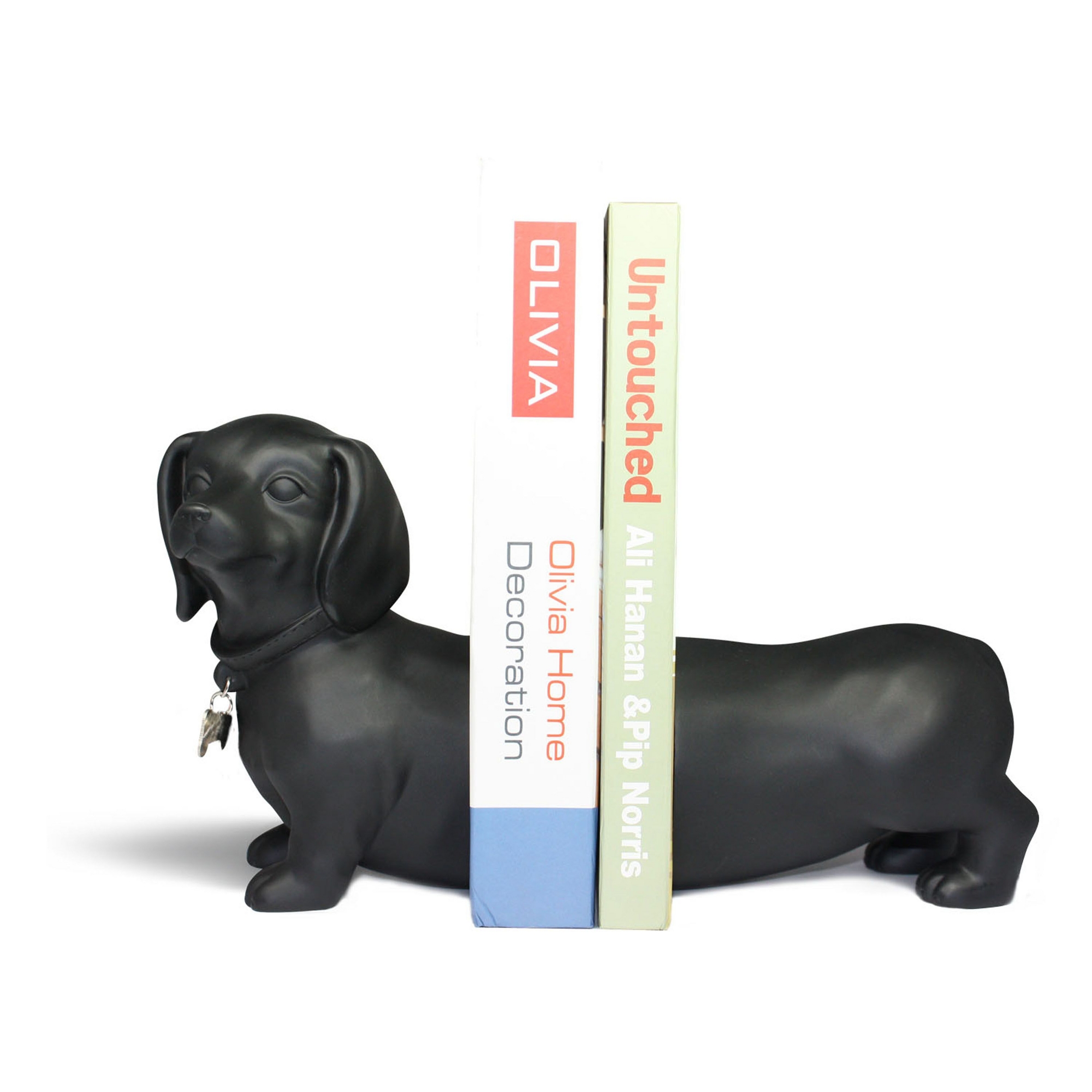 Danya B Dachshund Dog Bookend Set Black