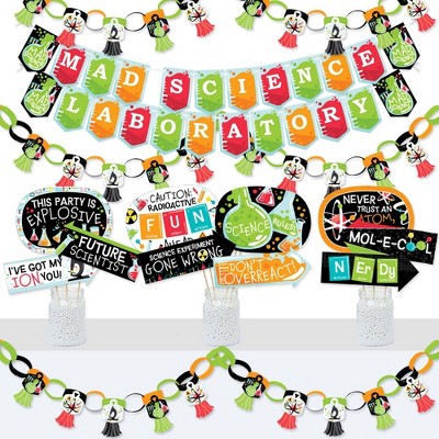 Big Dot of Happiness Scientist Lab - Banner and Photo Booth Decorations - Mad Science Baby Shower or Birthday Party Supplies Kit - Doterrific Bundle