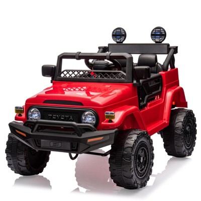 12V Ride on Car for Kids, Electric Kids Car with Remote Control, Music, LED Lights, Suspension, Double Doors, Safety Belt