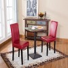 Syemin Dining Chairs Solid Wood Upholstered Bar Stools Set of 2 Counter Height Dining Chair Mid Century Kitchen Chair, Red, 21"*16.5"*35.5" - 4 of 4