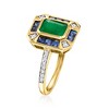 Ross-Simons 1.00 Carat Emerald and .60 ct. t.w. Sapphire Ring With .11 ct. t.w. Diamonds in 14kt Yellow Gold - 3 of 4