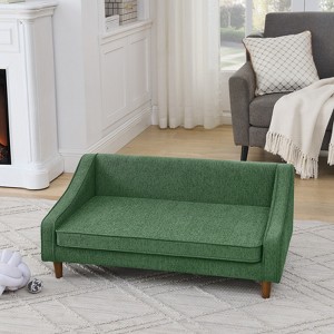 VisioGear Elevated Dog Sofa Bed, Pet Sofa with Irregular Armrest Design, Comfortable Soft Sofa for Dog, Green, 38"*22"*16" - 1 of 4