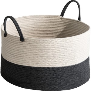 Rope Laundry Basket – Soft Round Decorative Storage Bin with Handles – Spacious Organizer for Clothes, Toys, Blankets - 1 of 4