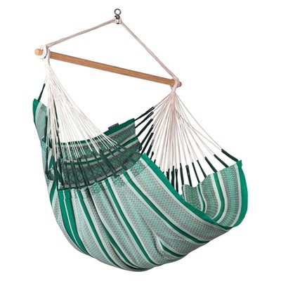 La Siesta HAL18-X4 Habana Organic Cotton Indoor or Outdoor Hanging Ceiling Bamboo Lounger Hammock Chair Swing Comfort Size, Agave Green