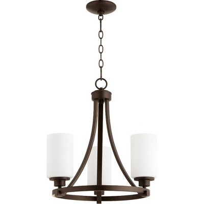 Quorum Lighting LANCASTER 3LT CHAND - Oiled Bronze, 3 Lights, Glass, 18 Width, 19.25 Height