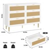 6 Drawer Dresser, Rattan Chest of Drawer, Farmhouse Wooden Dresser with Metal Legs, Wide Double Drawer Dresser, Large Drawer Unit for Bedroom, Living - 2 of 4