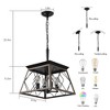 Skran 16" Walnut Industrial 4-Light Pendant Chandelier,  Adjustable Hanging Light, for Dining Room, Kitchen, Living Room (No Bulbs) - 3 of 4