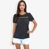 Anna-Kaci Women's Short Sleeve Eyelet Lace Top With Puff Shoulders And Crochet Details - image 2 of 4