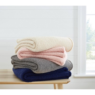 Navy Blue Plush Sherpa Fleece Kids Throw Blanket