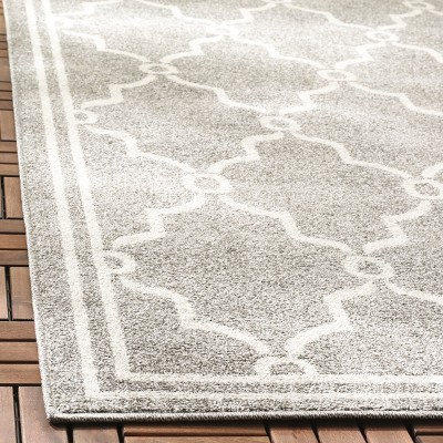 Reversible Dark Grey and Beige Trellis Synthetic Area Rug 3' x 5'