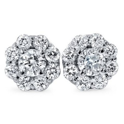 Pompeii3 1 1/2ct Halo Fire Diamond Studs 14K White Gold