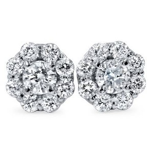 Pompeii3 1 1/2ct Halo Fire Diamond Studs 14K White Gold - 1 of 4