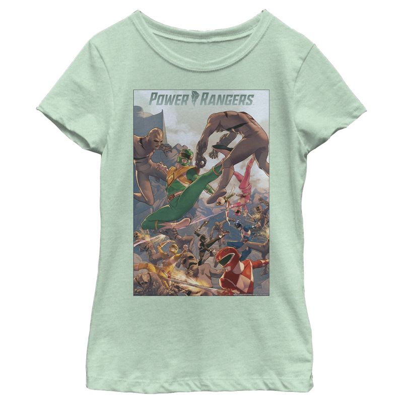 Girl's Power Rangers Battle Time Poster T-Shirt, 1 of 4