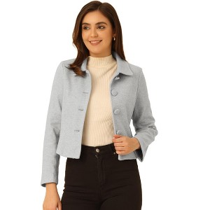 INSPIRE CHIC Women's Elegant Short Coat Point Collar Single Breasted Slant Pocket Peacoats - 1 of 4