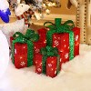 LuxenHome Set of 3 Red and Green Presents with Bows Lighted LED Indoor Outdoor Holiday Decoration - 2 of 4