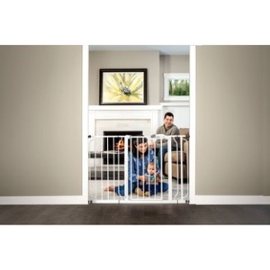 Regalo Extra Wide Easy Step Metal Walk Through Baby Gate - White - 1 of 3