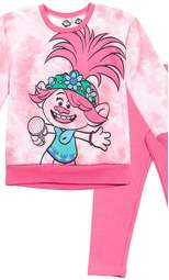 TROLLS Poppy Little Girls Fleece Pullover Sweatshirt & Leggings Set Pink 