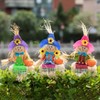 Gardenised 12 Inch Sitting on Straw and Hay Bales Multicolor Trio Scarecrows for Halloween, Fall and All Time Season Garden Decor - 3 of 4