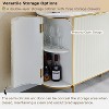 SinCiDo Sideboard Buffet Servers with 4 Doors & 3 Drawers, 60″W Luxury Fluted Kitchen Storage Cabinet with Faux Marble Tabletop - 4 of 4