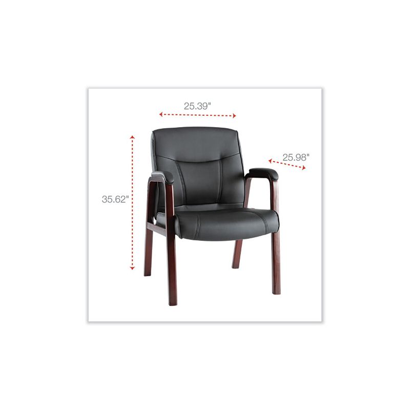 Alera Alera Madaris Series Bonded Leather Guest Chair with Wood Trim Legs, 25.39" x 25.98" x 35.62", Black Seat/Back, Mahogany Base, 2 of 8