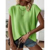 Womens Summer Cap Sleeve Tops Trendy Casual Crew Neck Knit Lightweight Sweater Pullover Top - 4 of 4