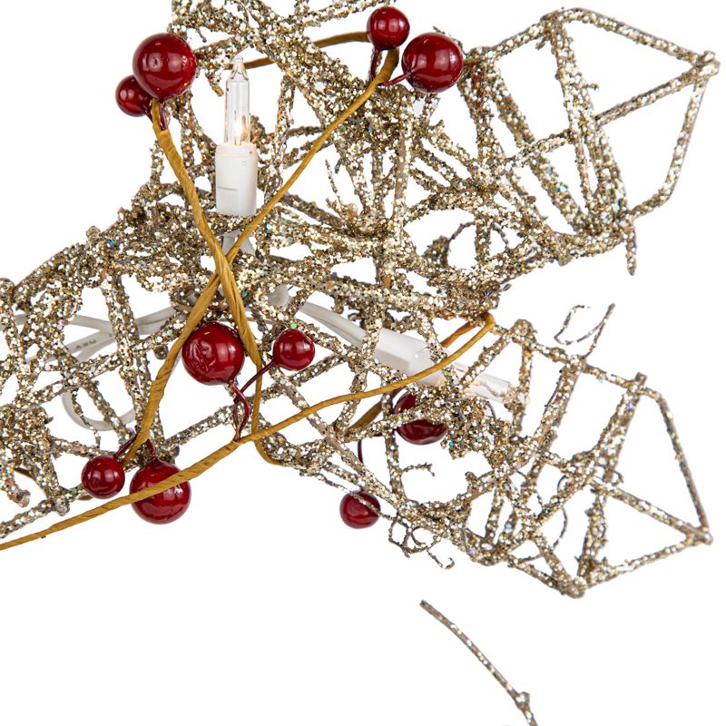 Northlight 19" Lighted Silver Glittered Berry Rattan Snowflake Christmas Window Decoration, 5 of 8