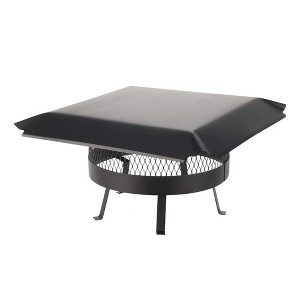 Draft King CBO818 18 Inch Diameter Single Flue Round 24 Gauge Slip-In Chimney Cover with Expanded Metal Mesh, Black Powder Coated Galvanized Steel - 1 of 4