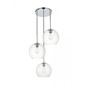 Elegant Lighting Baxter 3 Lights Chrome Pendant With Clear Glass - 1 of 4