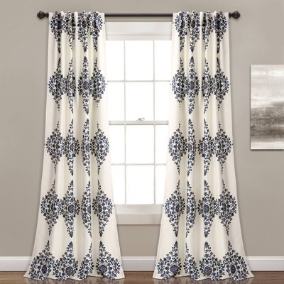 Set of 2 84"x52" Keya Medallion Light Filtering Window Curtain Cream - Lush Décor