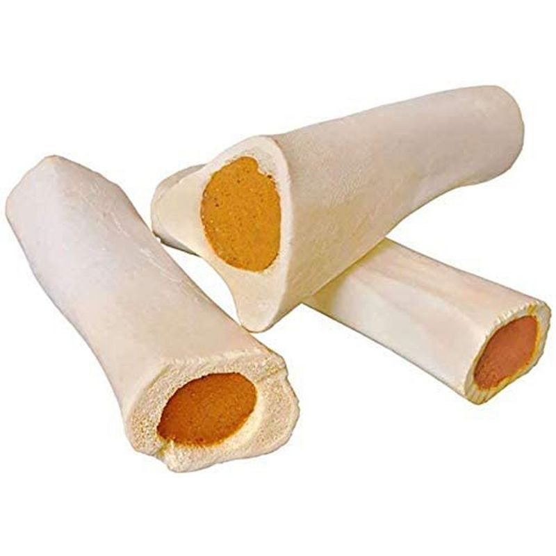 Pawstruck Large 5-6" Filled Dog Bones - Peanut Butter, Cheese & Bacon, or Beef Flavor - Made in USA Long Lasting Stuffed Femur Treat for Aggressive Chewers, 1 of 8