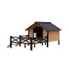 GustoWave Outdoor Wooden Dog Cabin House, Style Wooden Dog Kennel with Porch Outdoor Dog House Weatherproof Dog Kennel, Brown - 3 of 4
