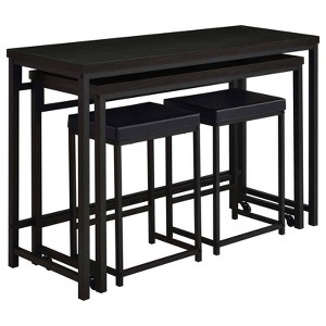 Coaster Hawes 4pc Transitional Multipurpose Wood Counter Height Dining Set Black/Dark Chocolate - 1 of 4