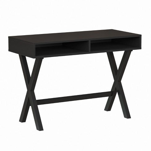 Home Office Writing Computer Desk with Open Storage Compartments - Black