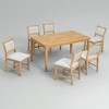 7-Piece Retro Dining Table Set with 1 Rectangular Wood Table and 6 Upholstered Chairs, Solid Wood Frame, for Kitchen or Dining Room - 3 of 4