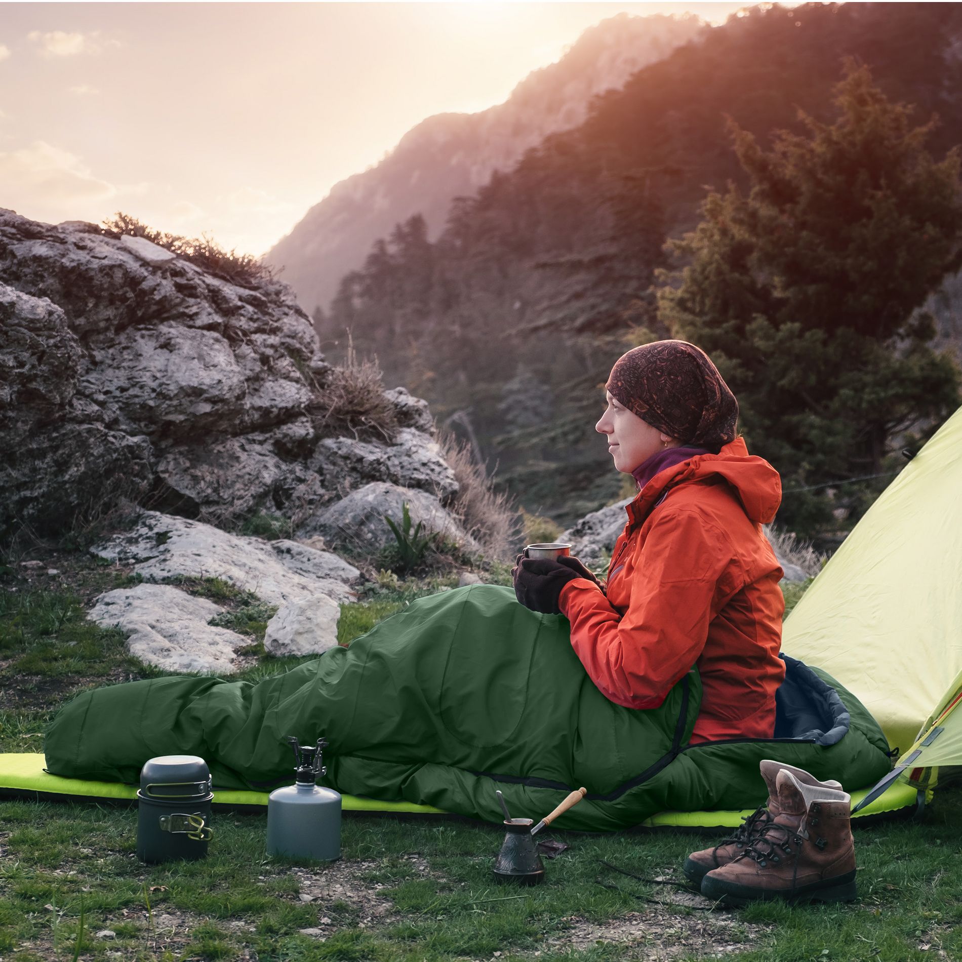 Wakeman Outdoors Mummy Sleeping Bag, Green