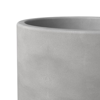 LeisureMod Dark Gray Fiberstone and MgO Clay Cylinder Planter Pot, 31" Height