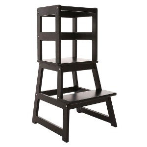 SDADI Kids Kitchen Step Stool Holds up to 150 Pounds with Safety Rail, Wide Platform Design, 4 Anti Slip Strips for 18 to 36 Months Old, Black - 1 of 4