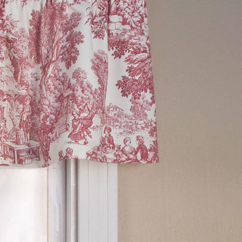 Ellis Curtain Victoria Park Toile Water Proof Room Darkening Blackout Tailored Window Valance - 70 x 12, Red, 2 of 4