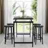 Hooseng 5-Piece Dining Room Table Set, Industrial Counter Height Pub Dining Set with 4 Round Bar Stools, 5 Pieces Bar Table Set - 3 of 4