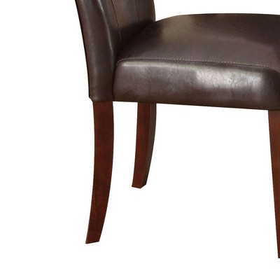 Set of 2 Brown Faux Leather Parsons Dining Chairs