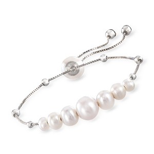 Ross-Simons 4-9.5mm Cultured Pearl Bolo Bracelet in Sterling Silver Size - 1 of 4