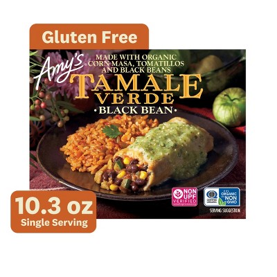Amy's Organic Gluten Free Vegan Frozen Corn Masa, Tomatillos and Black Beans Tamale Verde - 10.3oz