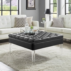 Inspired Home Coco PU Leather Cocktail Ottoman - 1 of 4