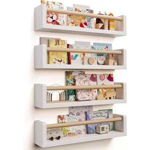 Attop Nursery Book Shelves - 4 Pack, Wall Book Shelves for Bedroom Kids, Kids Wall Book Shelf - 1 of 4