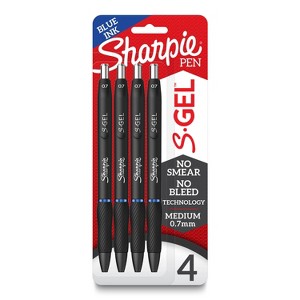 Sharpie S-Gel 4pk Gel Pens 0.7mm Medium Tip Blue: Retractable, Contoured Rubber Grip, Pocket Clip, Stationery & Office Supplies - 1 of 4
